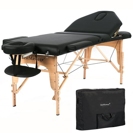 Massage Table Massage Bed Spa Bed 84 Inch Long 2” Pad Height Adjustable Profession Folding Portable PU Massage Table With Arm Sling Face Cradle Carry Case Spa