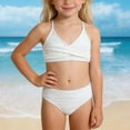 thumbnail image 2 of TrendOFT Girls Swimsuit Two Piece Bikini Sleeveless Solid Color Tankini Top And Bottom Swimwear For Beach Pool Surfing Girl Bathing Suit White, 2 of 9