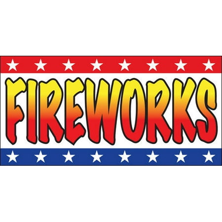 Ghp 2 X3 Fireworks Stars Design Straight Cut Edges Vinyl Banner
