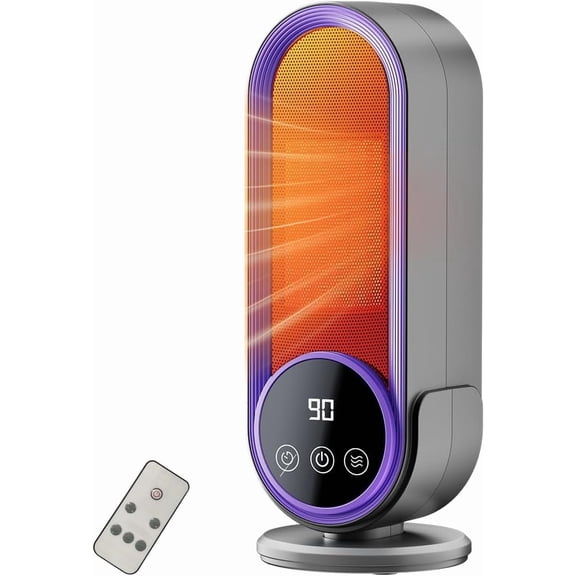 Space Heater Indoor - Energy Efficient Portable Heater with Adjustable Thermostat,1200W PTC Rapid Heating Ceramic Technology with Remote,Intelligent Timing (White, E68S Remote Control)