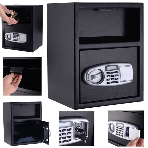 Costway Caja fuerte, caja fuerte electrónica digital con teclado numérico para casa oficina y hotel, para poner efectivo joyas pasaporte y pistolas de labor, incluye 2 llaves