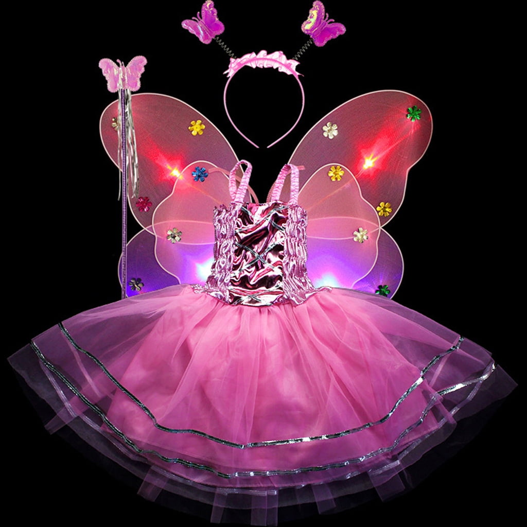 Fairy Dress Up Set  for Kids Girls Real Princess Wing Wand Bopper Tutu 