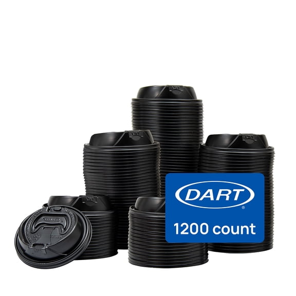 Dart OPT1224TGB Optima Reclosable Lids For Hot Paper Cups, Fits 12 Oz To 24 Oz Hot Cups, Plastic, Black, 1,200/carton
