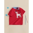 thumbnail image 3 of Toddler Little Boy 4th of July Tshirt Summer Short Sleeve America Flag Smocked T-Shirt Tees Tops Holiday Clothes 2-6Years, 3 of 8