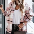 thumbnail image 2 of Leesechin Womens Winter Padded and Thickened Plaid Lapel Woolen Cloth Coat Long Sleeve Jacket Overcoat Outwear, 2 of 6