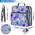 thumbnail image 3 of Water-Resistant 3-Ring Binder Organizer with Multiple Pockets Zipper Binder Bag for Office Watercolor Blue-purple Flowers, 3 of 8