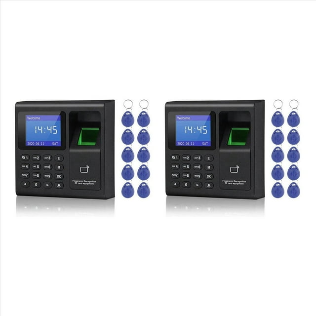 2X Biometric RFID Access Control System RFID Keypad USB Fingerprint System Electronic Time Clock Attendance Machine,2 set x fingerprint time clock,black