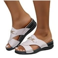 thumbnail image 4 of Wowcloth Women's Fashion Slides – Comfortable Slip-On Open-Toe Round Toe Design with Buckle Accent and Platform Wedge Heel for Spring Summer Casual Footwear,Plus Size, 4 of 9