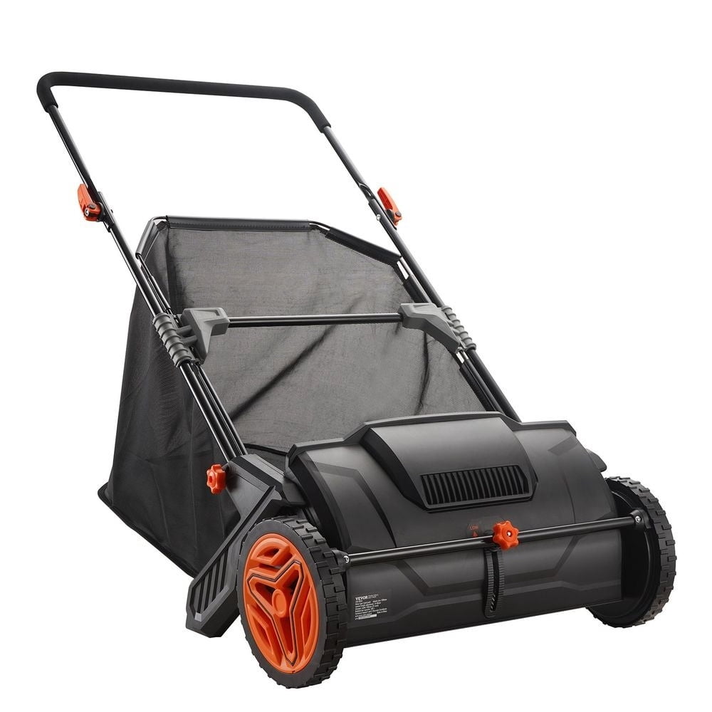 21-inch Push Lawn Sweeper with 3.5 cu. ft. Mesh Bag, Heavy Duty Steel Frame & Rubber Wheels – Efficient Grass & Leaf Collector, 2 Spinning Brushes for Easy Yard Cleanup