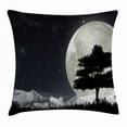 thumbnail image 1 of Night Throw Pillow Cushion Cover, Silhouette of a Ancient Tree Against Giant Moon Starry Sky Fantastic, Decorative Square Accent Pillow Case, 24 X 24 Inches, Silver Black Charcoal Grey, by Ambesonne, 1 of 2