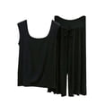 thumbnail image 2 of NominalSnug Womens Plus Size Pajamas Sets Wide Strap Square Neck Tank Tops with Drawstring Capri Pants Matching Lounge Set, 2 of 6