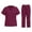 Wine, variant on CIENVNSTG Cute Scrubs for Women Set V Neck Short Sleeve T-Shirts Soft Stretch Solid Color Straight Leg Pants Black XL