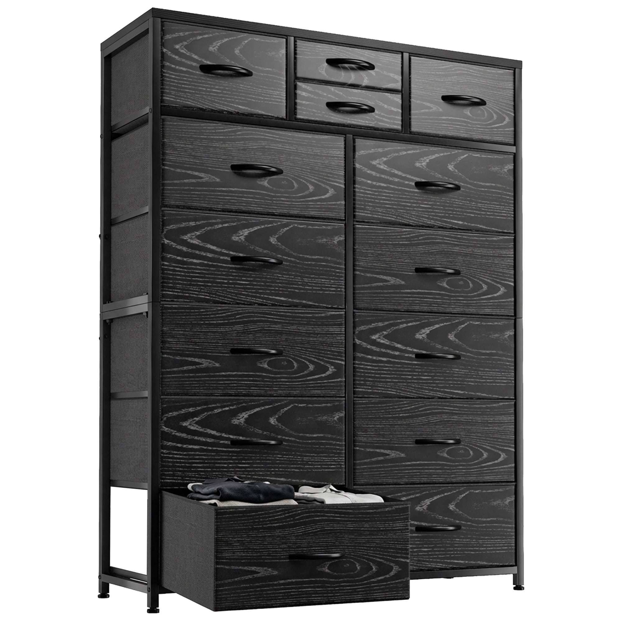 EnHomee Dressers for Bedroom with 14 Fabric Drawers Tall Dresser & Chests of Drawers Storage Tower for Living Room, Black