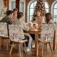 thumbnail image 5 of Winter Snowman Chair Covers Set of 4 Christmas Gift Leaves Flower Snow Ball Brown Wood Grain Chair Back Covers Stretch Removable Washable Slipcovers Protector for Dining Room Kitchen Party Decor, 5 of 5