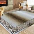 thumbnail image 2 of Hasoo Rug Indoor Bordered Area Rug Non Slip Rubber Backing Modern Living Room Bedroom Area Rug, Brown, 5' x 7', 2 of 6