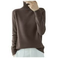 thumbnail image 1 of Chandail Tricoté à Col Montant pour Femmes, Manches Longues, Hiver Automne, Col Roulé, 1 of 5