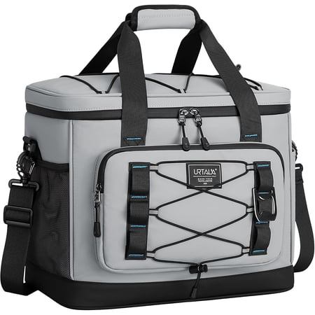 Large Insulated Cooler Bag 50 Can Soft Sided Collapsible Ice Chest Waterproof Leak Proof 30L Gray