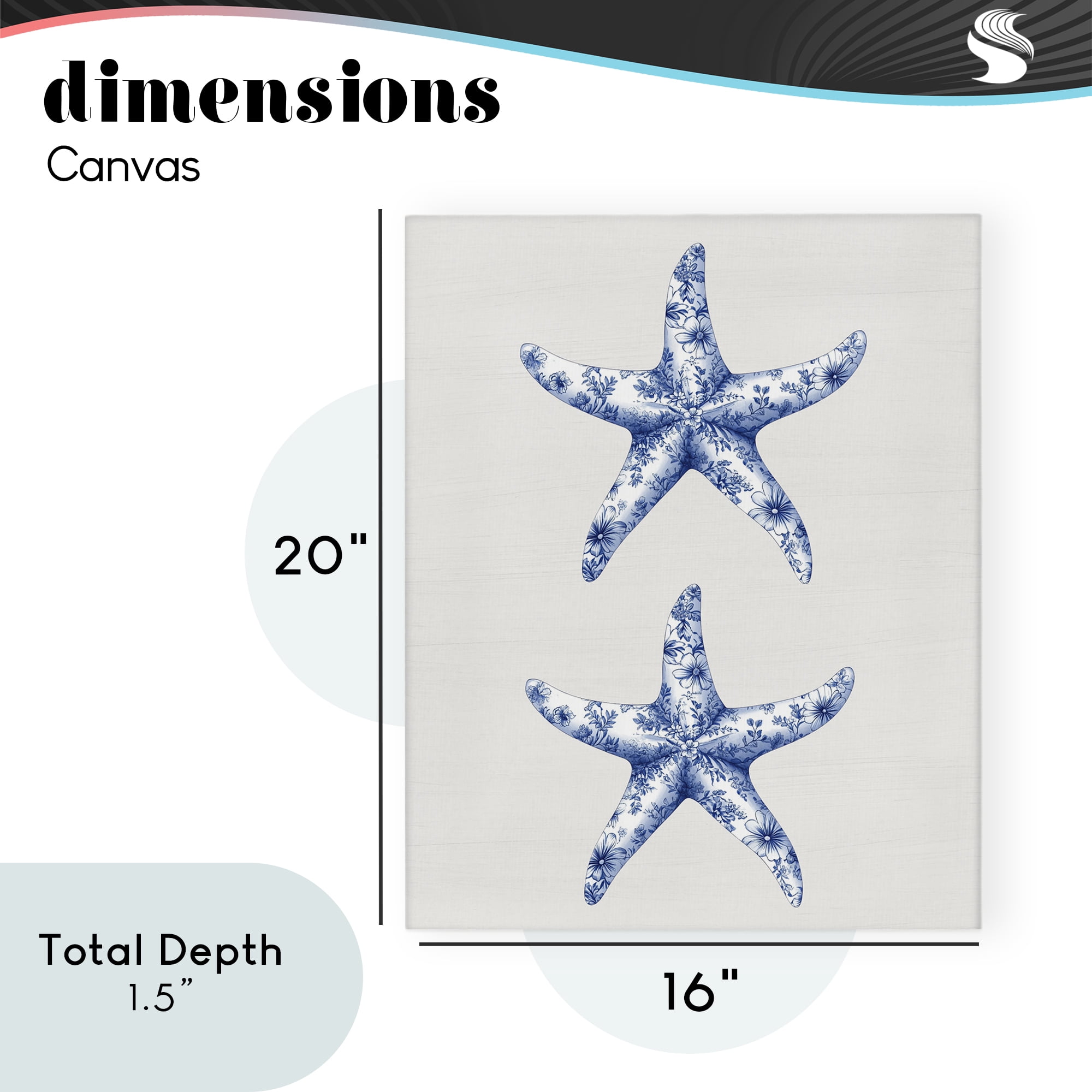 Vintage Toile Starfish Canvas Wall Art, design by Lettered and Lined