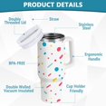 thumbnail image 2 of Yayeee 40oz Stainless Steel Tumbler with Straw and Handle Double-Wall Insulated Travel Water Bottle, White Retro Pattern, 2 of 8