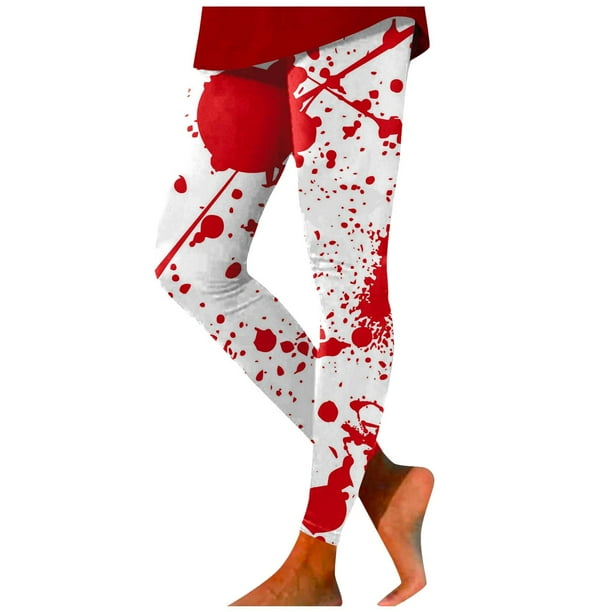 MKLEKYY leggins deportivos mujer Pantalones de Yoga estampados rojos informales para mujer Leggings