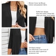 thumbnail image 3 of Women Cover Up Blouse Summer Pure Color Three Quarter Length Sleeve Ruffle Hem Cover Up Jacket, 3 of 5