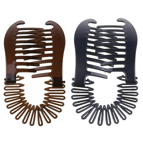 2Pcs/set Banana Hair Clips Plastic Flexible Interlocking Banana Clips Banana Hair Combs Two Sides Hair Combs Elongated