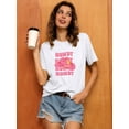 thumbnail image 4 of STARVNC Women Hat Graphic Letter Print Crew Neck Short Sleeve T-Shirt, 4 of 7