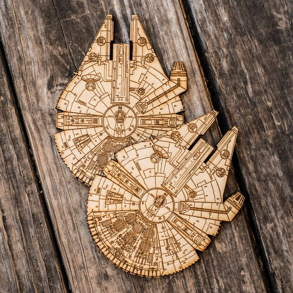 MFalcon Coaster Set 4x4in Raw Wood