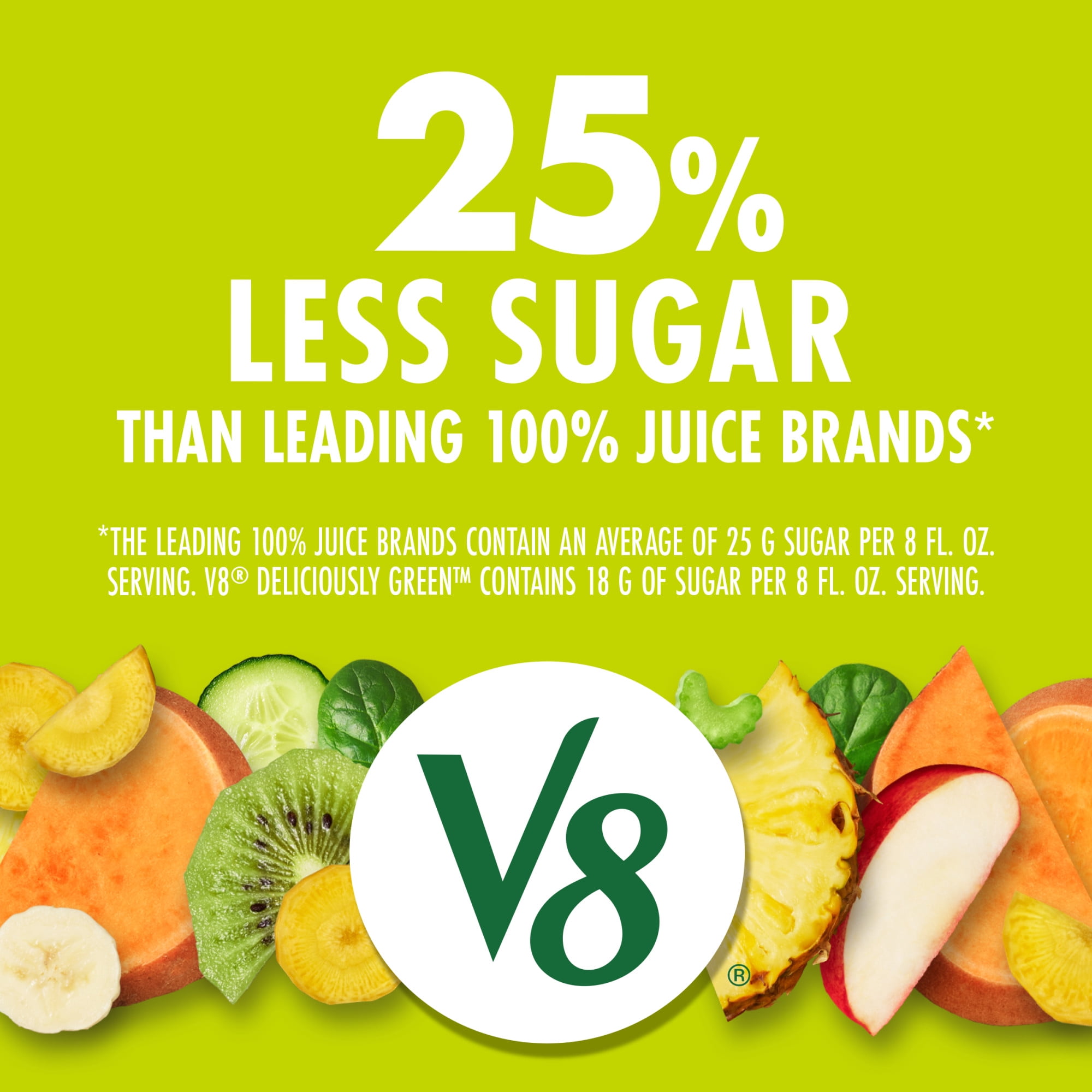 (6 pack) V8 Deliciously Green 100% Fruit and Vegetable Juice, 46 fl oz Bottle