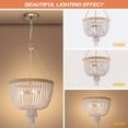 thumbnail image 2 of TOMIYA Wood Bead Chandelier Light Fixture for Bedroom,Hand-Painted White Wooden Beads,Boho Gold Pendant Light Fixtures Ceiling Hanging for Dining Room Living Room, 2 of 8