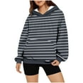 thumbnail image 4 of ShiShine Hoodie for Women Fashion Casual Round Neck Pleated Long Sleeve Tops Fall Sweaters, 4 of 7