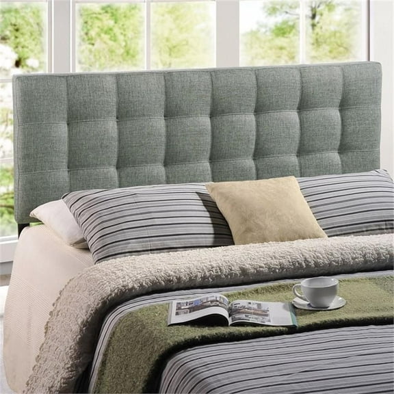 Kingfisher Lane Modern Fabric King Tufted Panel Headboard in Gray