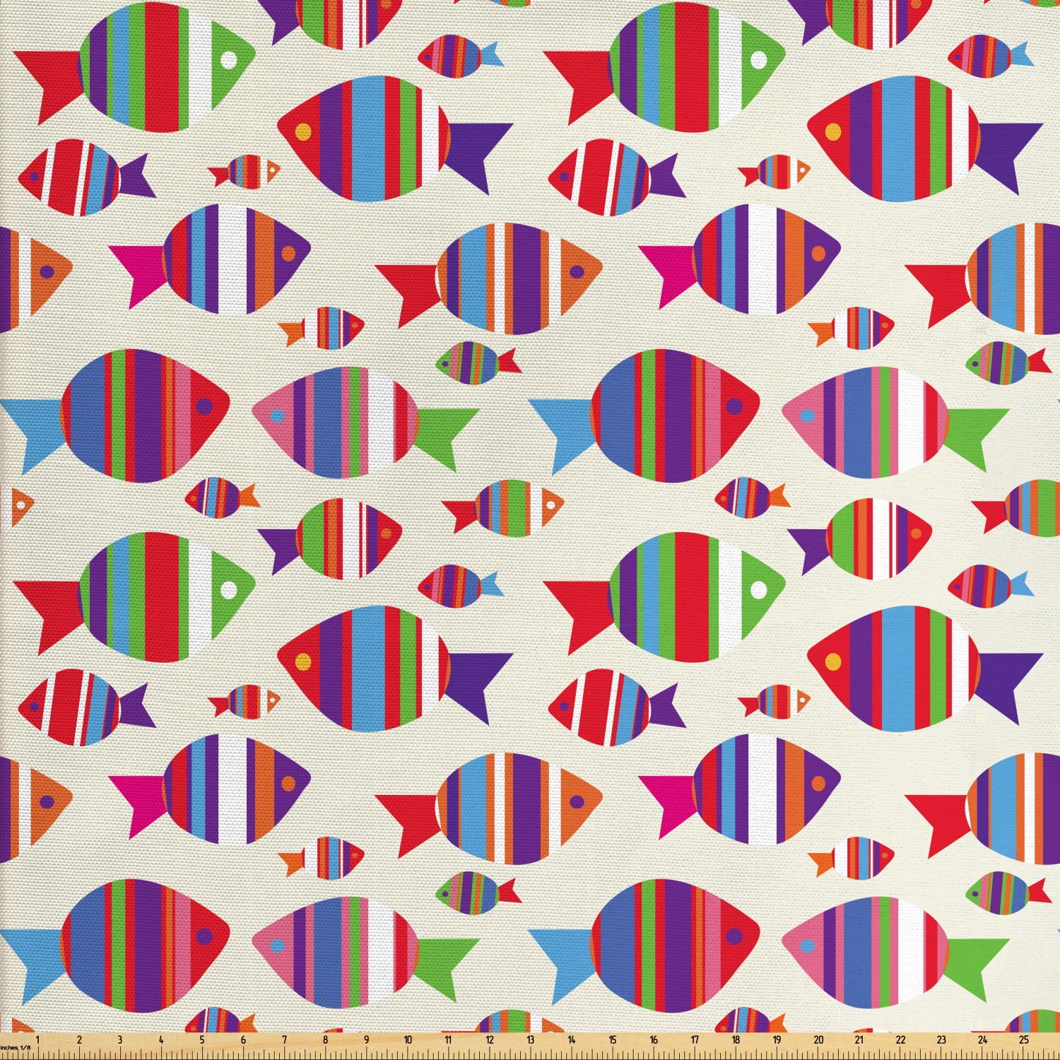 Fish Fabric by The Yard, Underwater Aquarium Inspired Pattern with