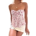 thumbnail image 2 of Women Y2k Tube Tops Strapless Floral Bandeau Vest Tie Up Sleeveless Backless Cute Tops Grunge Clothes Light Pink L, 2 of 7