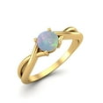 thumbnail image 2 of 0.50 Ctw Round Opal Solitaire 925 Sterling SIlver Gold Vermeil Split Shank Valentines Day Gifts Ring, 2 of 4