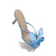 thumbnail image 4 of XYD Women Open Square Toe Colorful Butterfly Slide Sandals Slip on Mid Thin Heel Mules Chic Summer Beach Shoes Size 15.5 Blue, 4 of 4