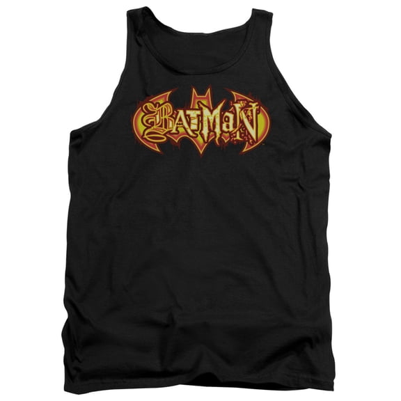 Batman Fiery Shield Adult Tank Top Black