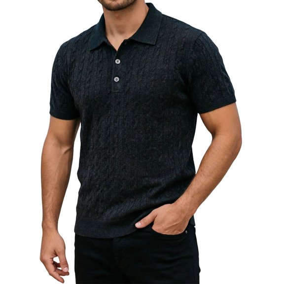 Men Polo Shirts Solid Color Short Sleeved T-Shirt Loose Polo Shirt