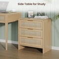 thumbnail image 4 of S-HOME Rattan Nightstand with 3 Drawers in Design, 22.8 Inches Wide Wooden Bedside Table for Bedroom Storage，Oak+2, 4 of 11