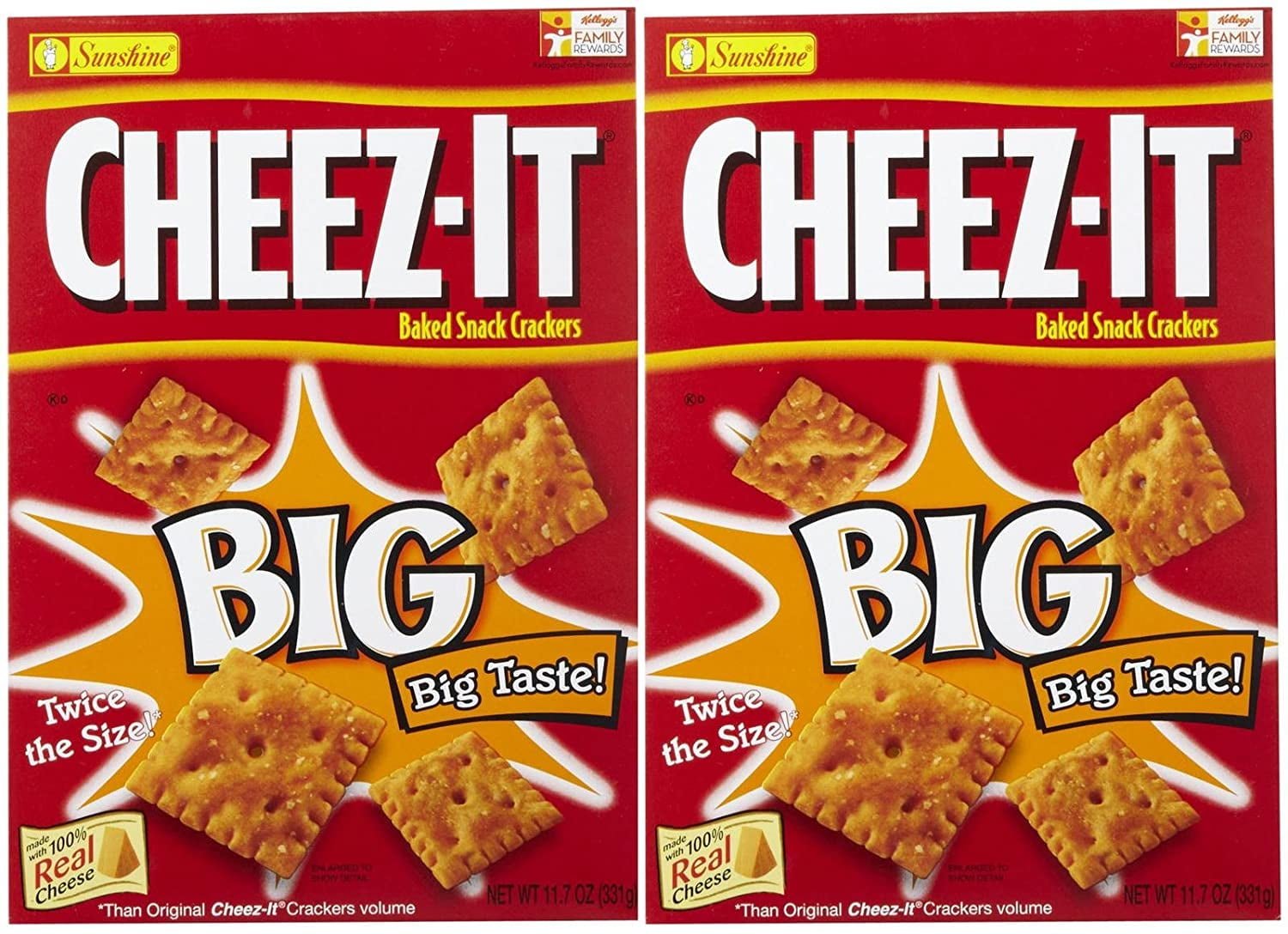 CheezIt Baked Snack Crackers Big Original 11.7 oz 2 Pack
