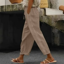 Women's Casual Pants Women High Waist Pants Pants With Pockets Wide Leg Cropped Pants For Women,Yellow Women's Casual Pants S