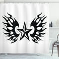 thumbnail image 1 of Texas Star Shower Curtain, United States of America Themed Star and Flames Silhouette Abstract Design, Fabric Bathroom Set with Hooks, 69W X 70L Inches, Black and White, by Ambesonne, 1 of 3