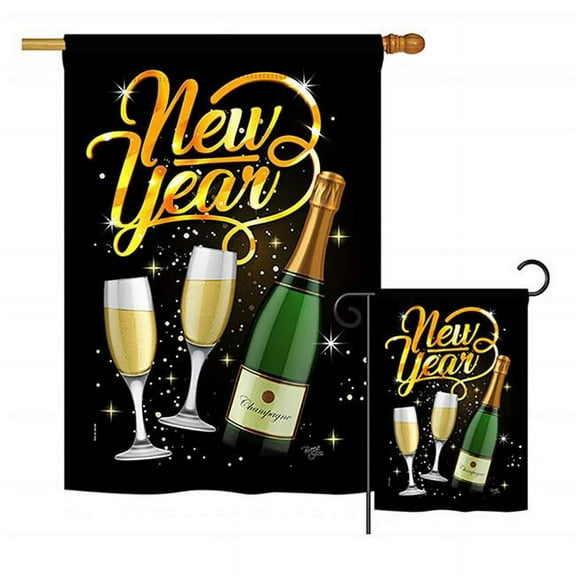 Breeze Decor BD-NE-H-116012-IP-BO-D-US18-BD H116012-BO Cheers to Happy New Year Winter Impressions Decorative Vertical 28 x 40 in. Double Sided House Flag