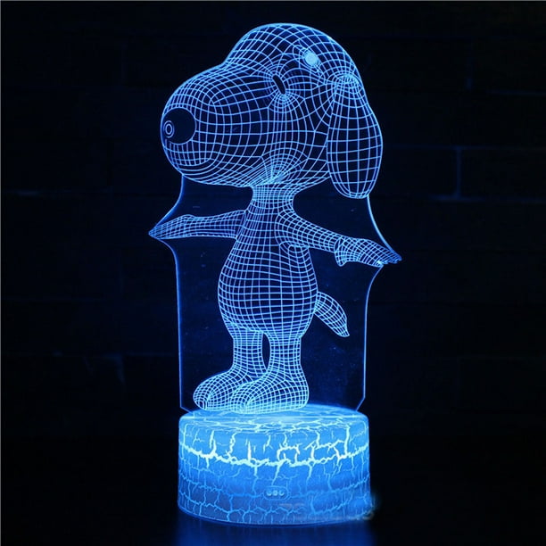 Lámpara LED 3D con forma de ilusión nocturna de Snoopyes, anime, para niños