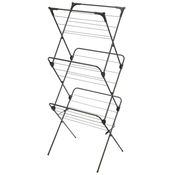 mDesign Tall Metal Foldable Laundry Clothes Drying Rack Stand Compact