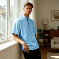 thumbnail image 5 of Golf Shirts for Men Half Zipper Relaxed Fit Drop Shoulder Summer Tee Classic Breathable Comfortable Style Solid Top, L, 5 of 7