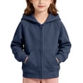 thumbnail image 5 of Zip Up Hoodie for Girls Long Sleeve Cotton Sweatshirt Jackets Solid Color,Full Zip Hoodie Jacket,Girls Sweatshirt,Front Pockets,Casual,Loose,Girls 2-13 Years,Daiy Wear, 5 of 7