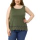 thumbnail image 1 of GRACE & GRANDEUR Túnicas de Talla Grande para Mujeres, Blusas de Cuello Redondo, con Encaje y Corte Flowy, 1X Verde Ejército, 1 of 6