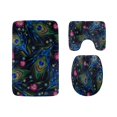 thumbnail image 1 of ABPHQTO Plumas de pavo real dibujadas a mano Juego de alfombras de baño de 3 piezas Alfombra de baño Alfombra de contorno y tapa de inodoro ABPHQTO Cont-CHAPPLE-38282, 1 of 2