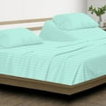 thumbnail image 2 of Split Top King Adjustable Flex Top King Size 100% Egyptian Cotton, Stripe Aqua Blue, 800 Thread Count, 12 inch Deep Pocket, 32" Split Top Sheets Bed 4 Piece Sheet Set, 2 of 7